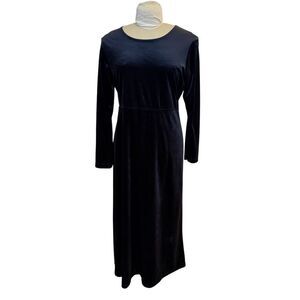Dress.Com Velvet Pullover Over Dress Sz. L Back Tie Black Classic